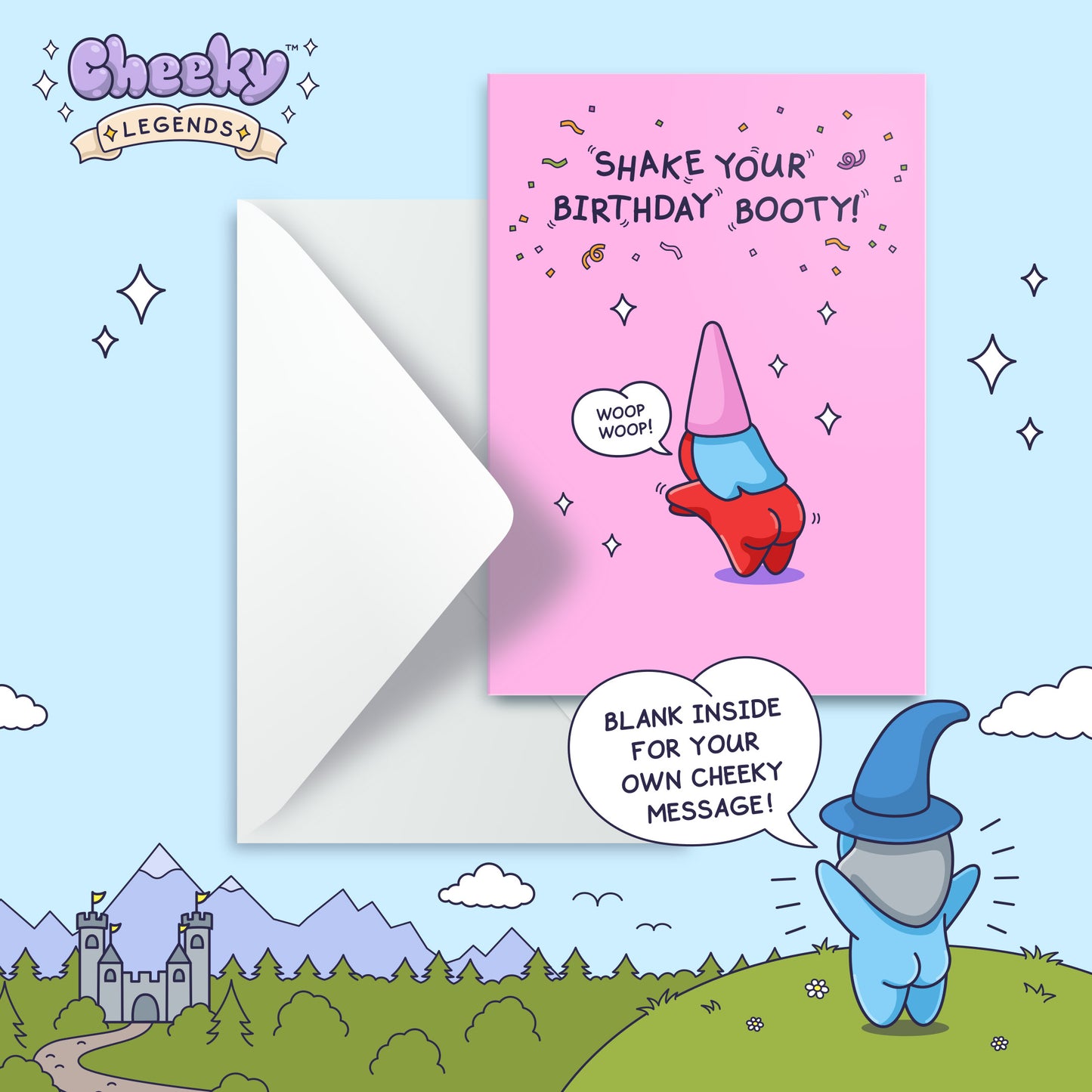 Booty Shake - Funny Birthday Card for Her - Cheeky Dancing Gnome