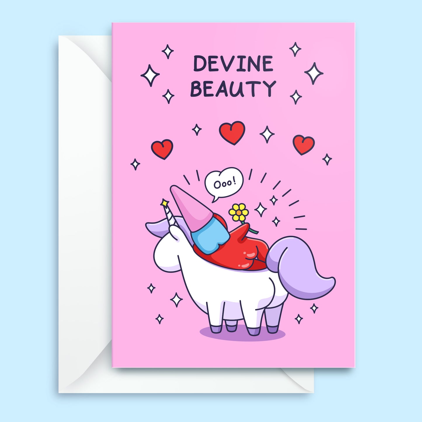 Devine Beauty - Love Card For Her, Wife, Girlfriend - Valentines Day Card, Anniversary Card, Birthday Card