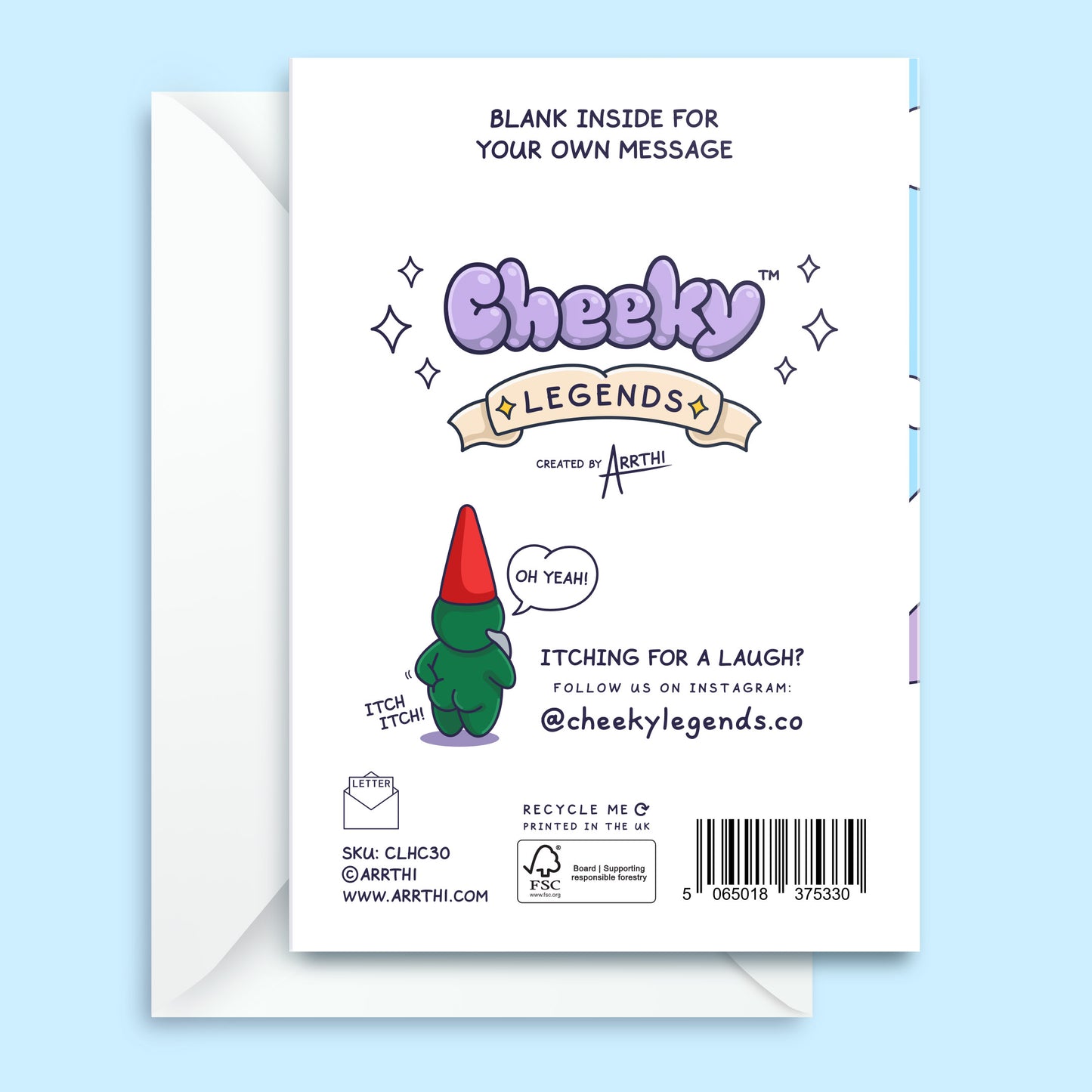 Elf Skiing - Funny Blank Card - Cheeky Legends