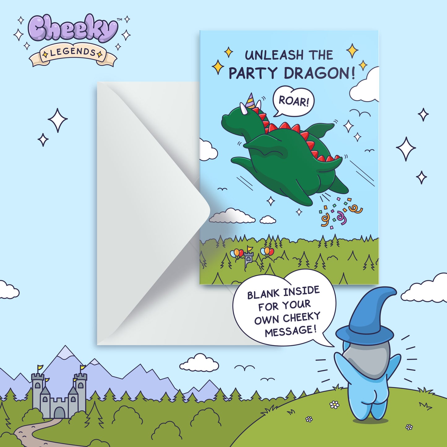 Farty Party Dragon - Funny Birthday Card