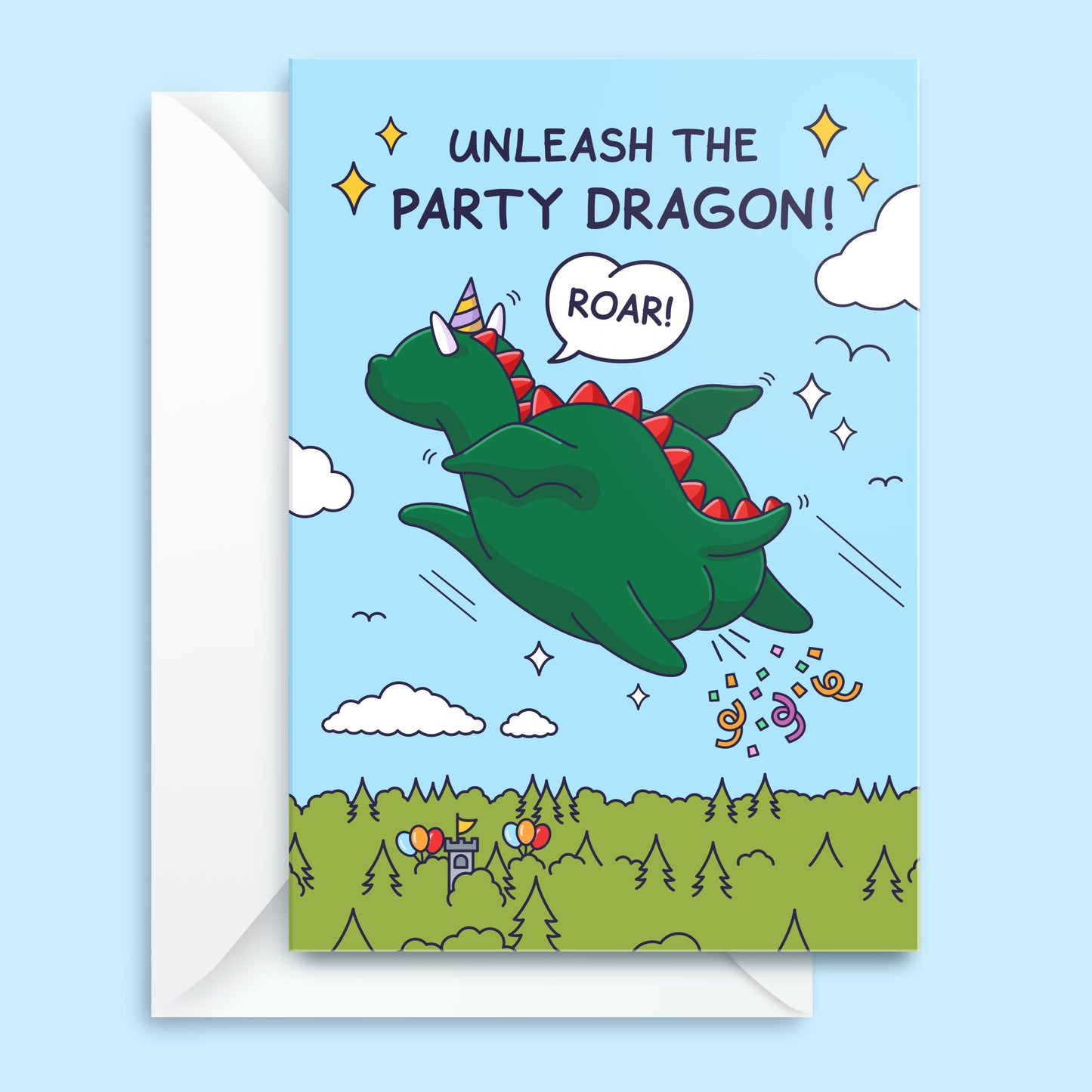 Farty Party Dragon - Funny Birthday Card