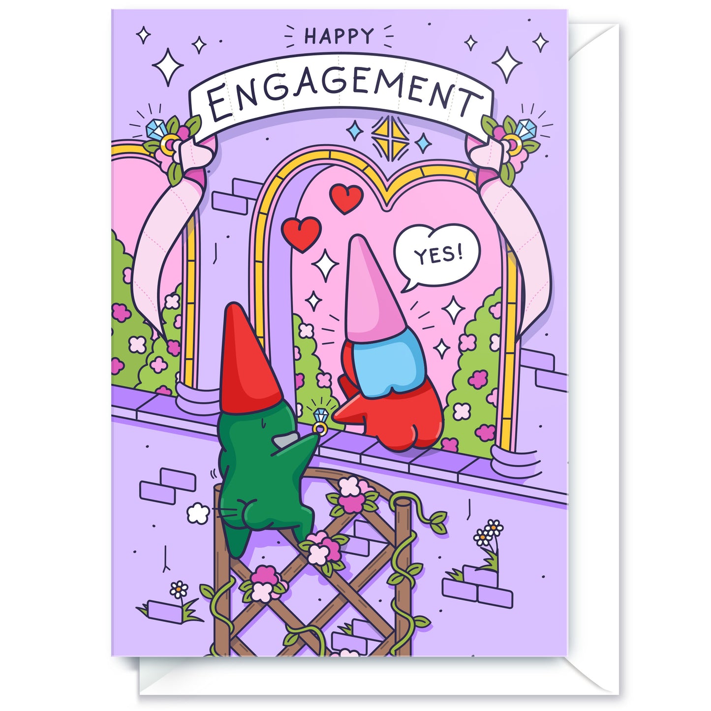 Funny Engagement Card - Fairytale Love Gnomes