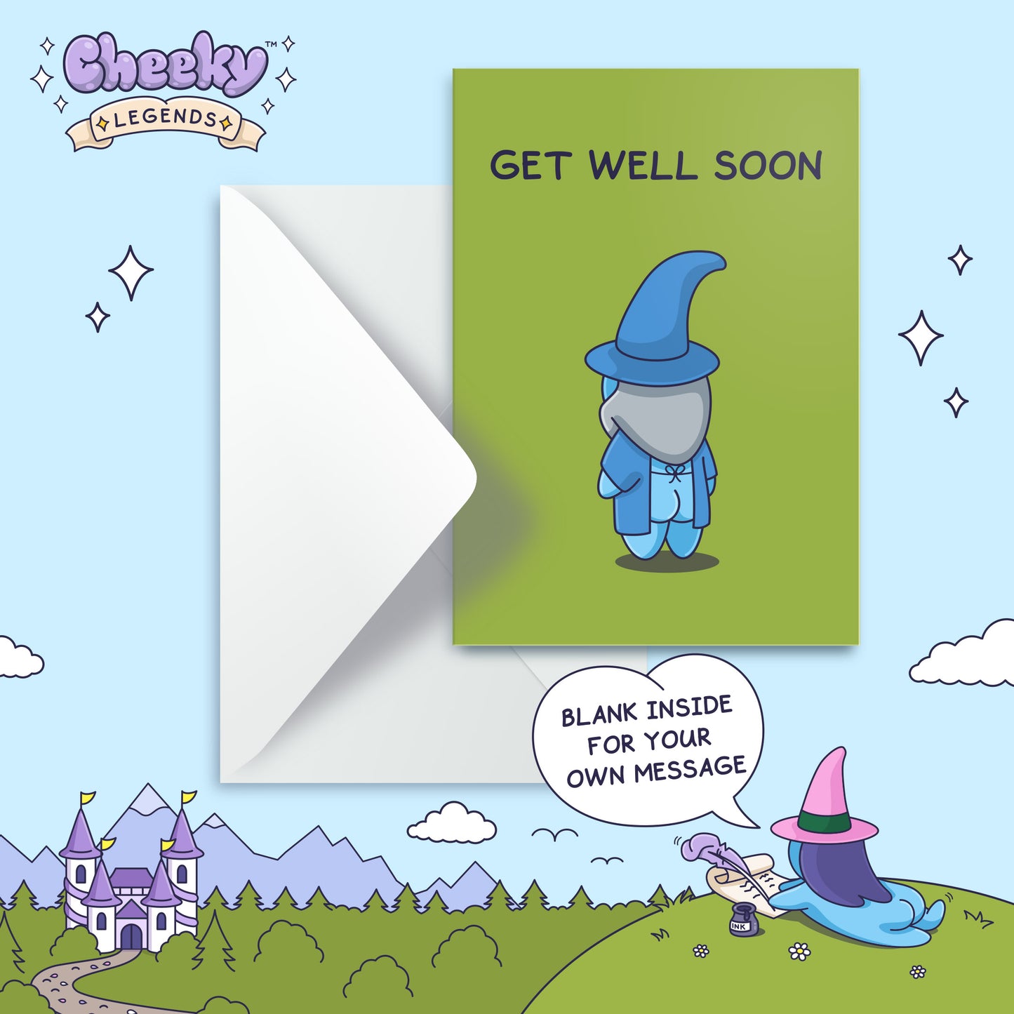 Funny Get Well Soon Card - Cheeky Wizard