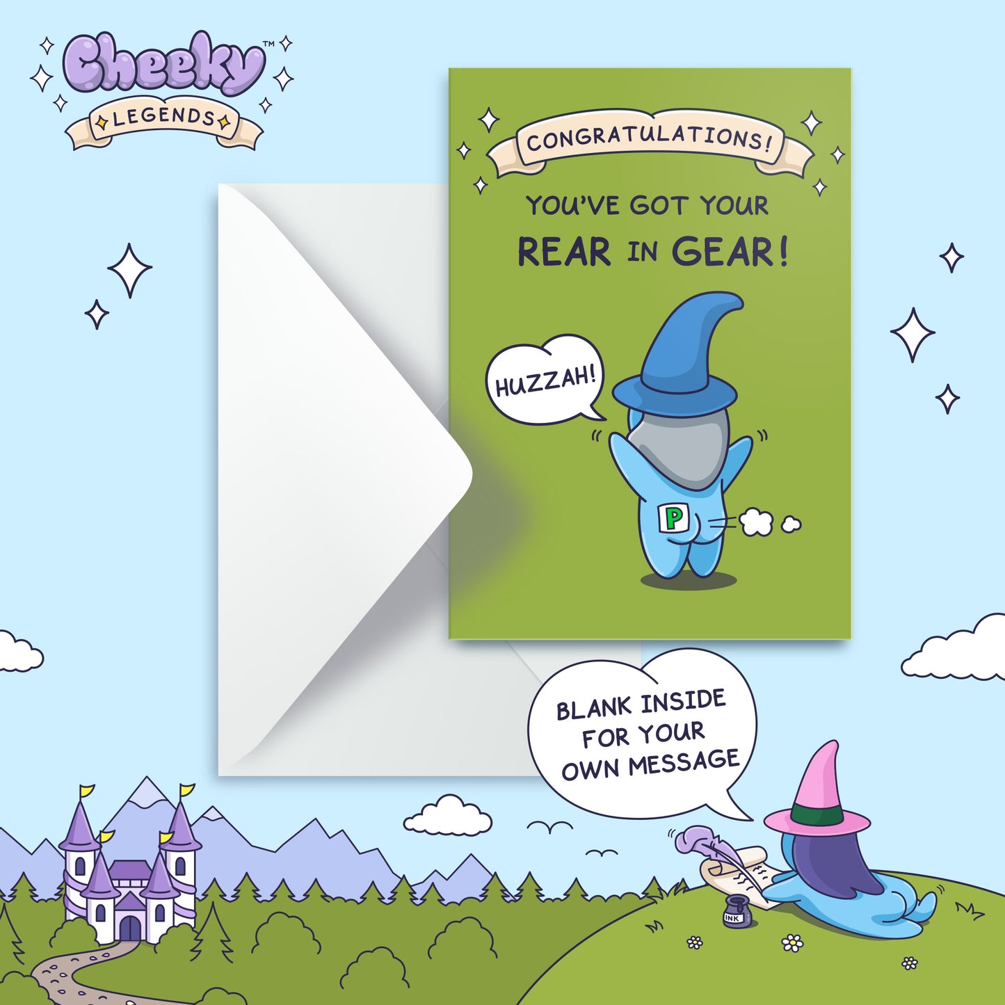 Funny Passed Driving Test Card - Farting Wizard - Congratulations