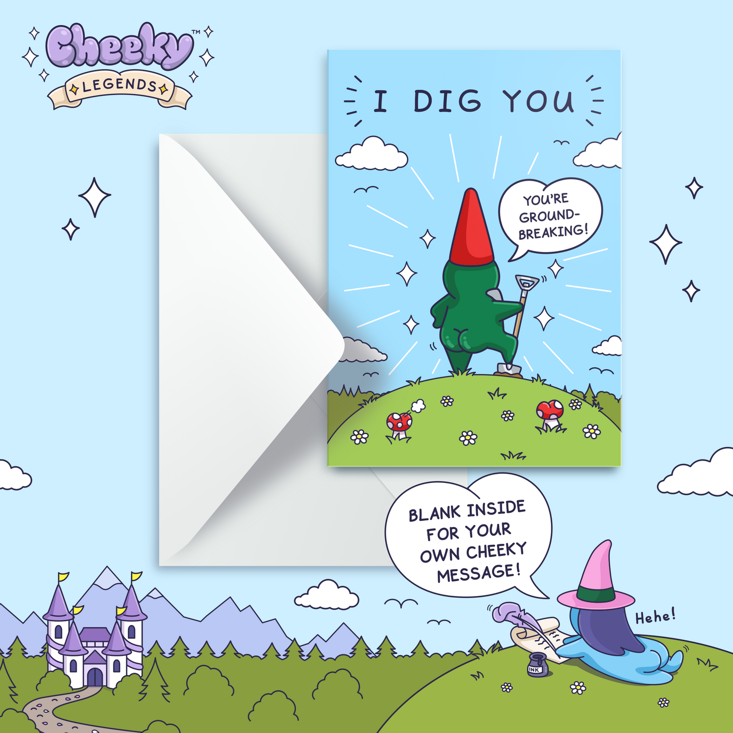 I Dig You - Funny Card for Him - Garden Gnome