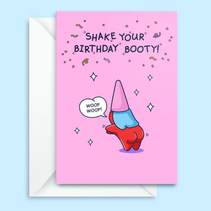 Booty Shake - Funny Birthday Card for Her - Cheeky Dancing Gnome