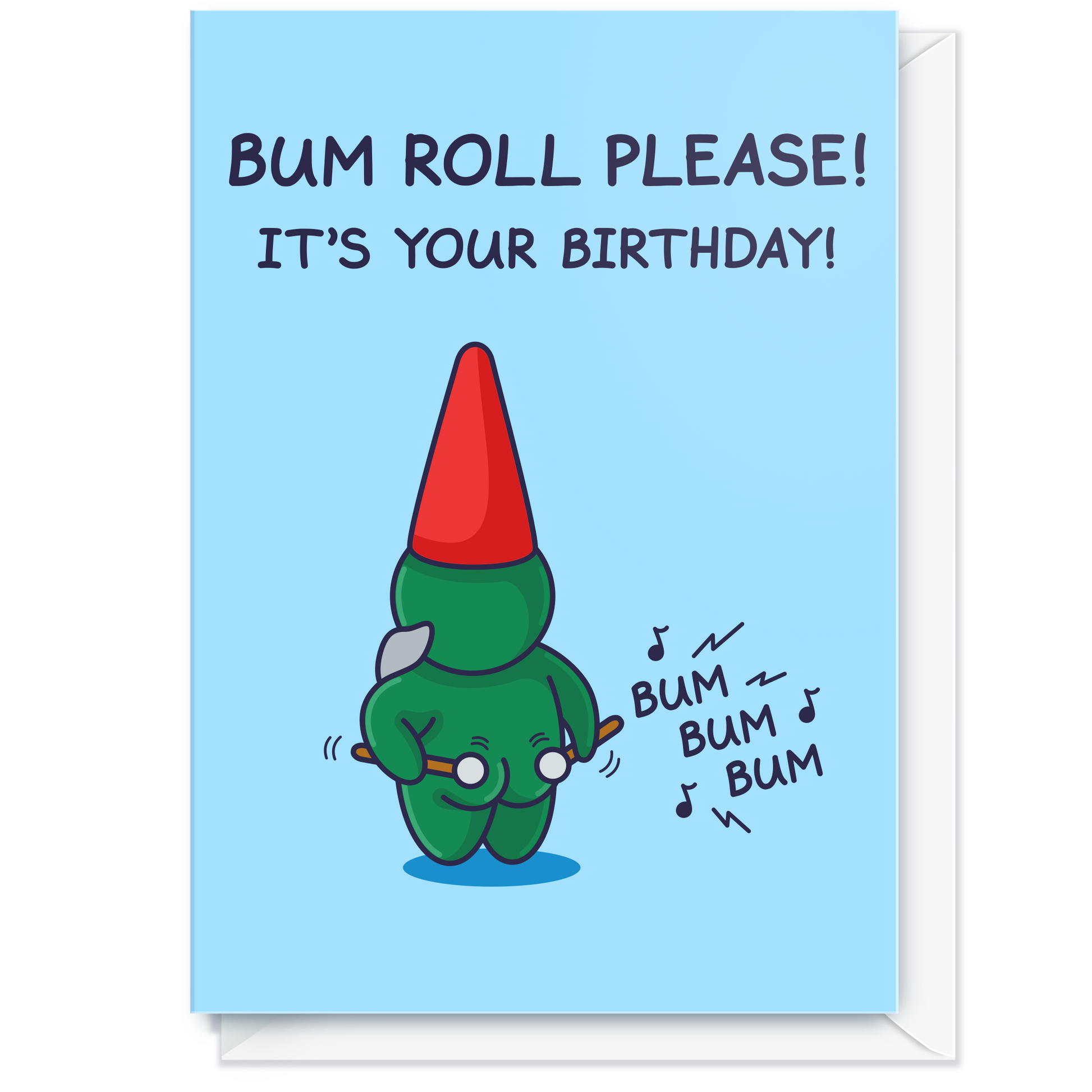 Funny birthday card for him, this best selling card is a hit for men. The joke is clever and perfect for a laugh on the guys big day. It Features a pun with a gnome character, created by Cheeky Legends, one of the UK's top selling paper goods and stationary publishers.