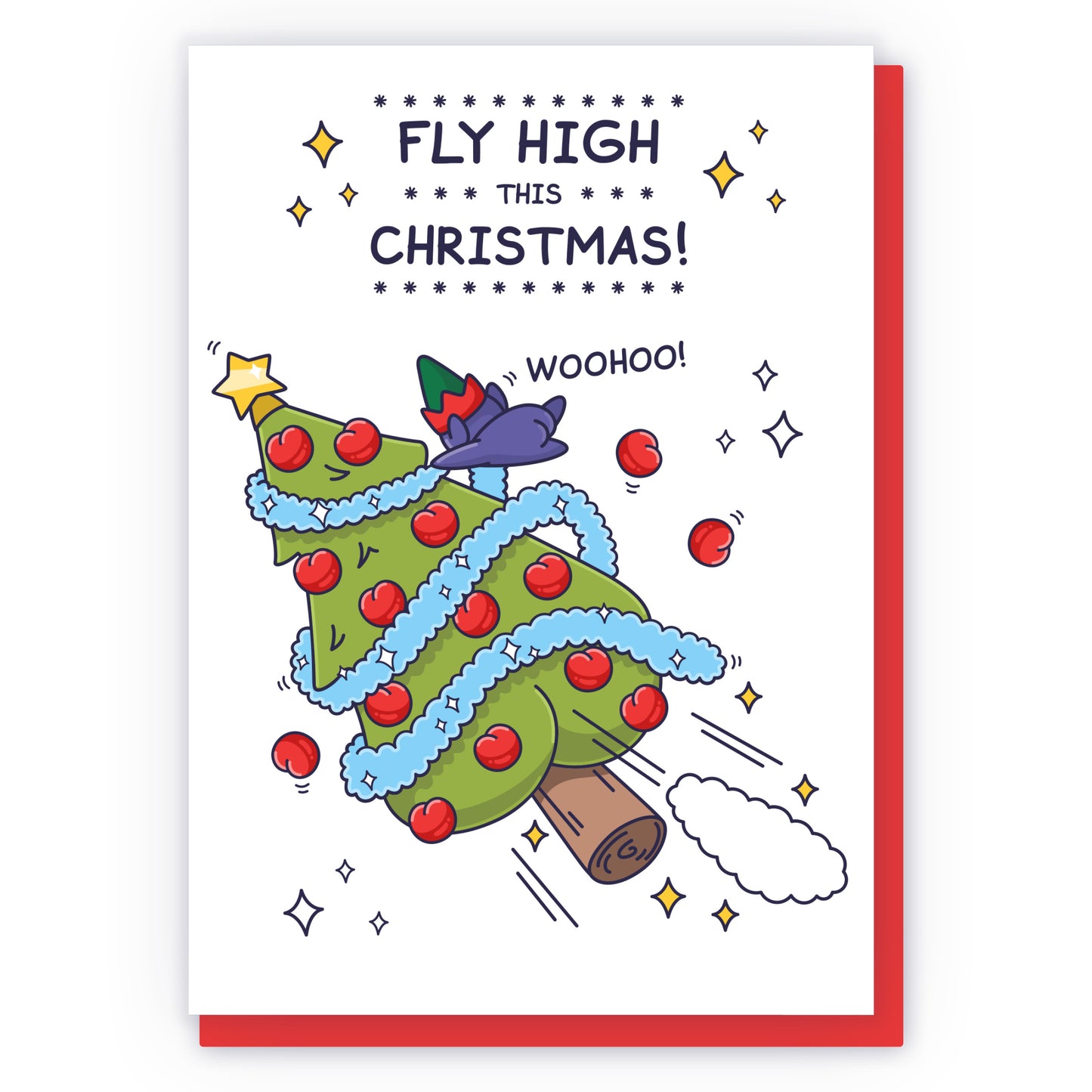 Cheeky Elf Flying High This Christmas Funny Card