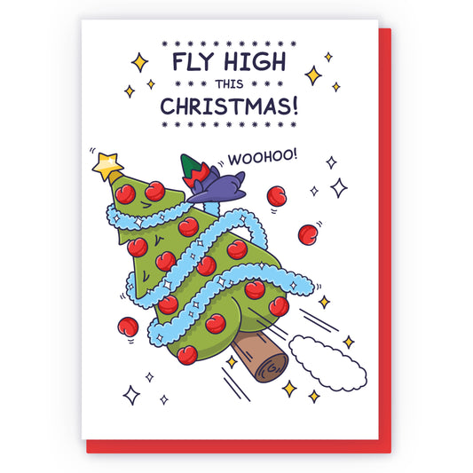 Cheeky Elf Flying High This Christmas Funny Card