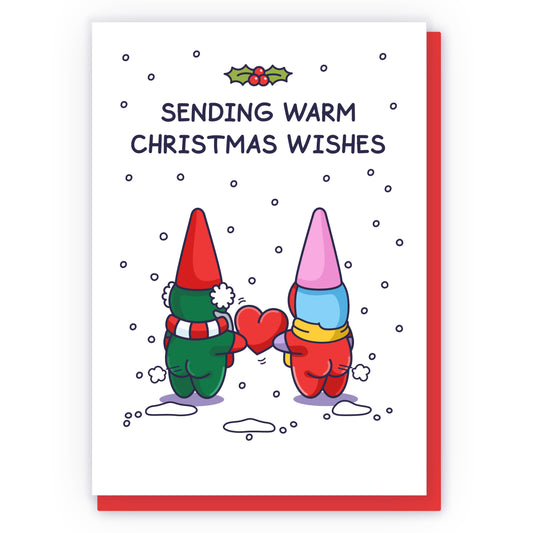 Cheeky Gnomes Sending Love Christmas Cute Card