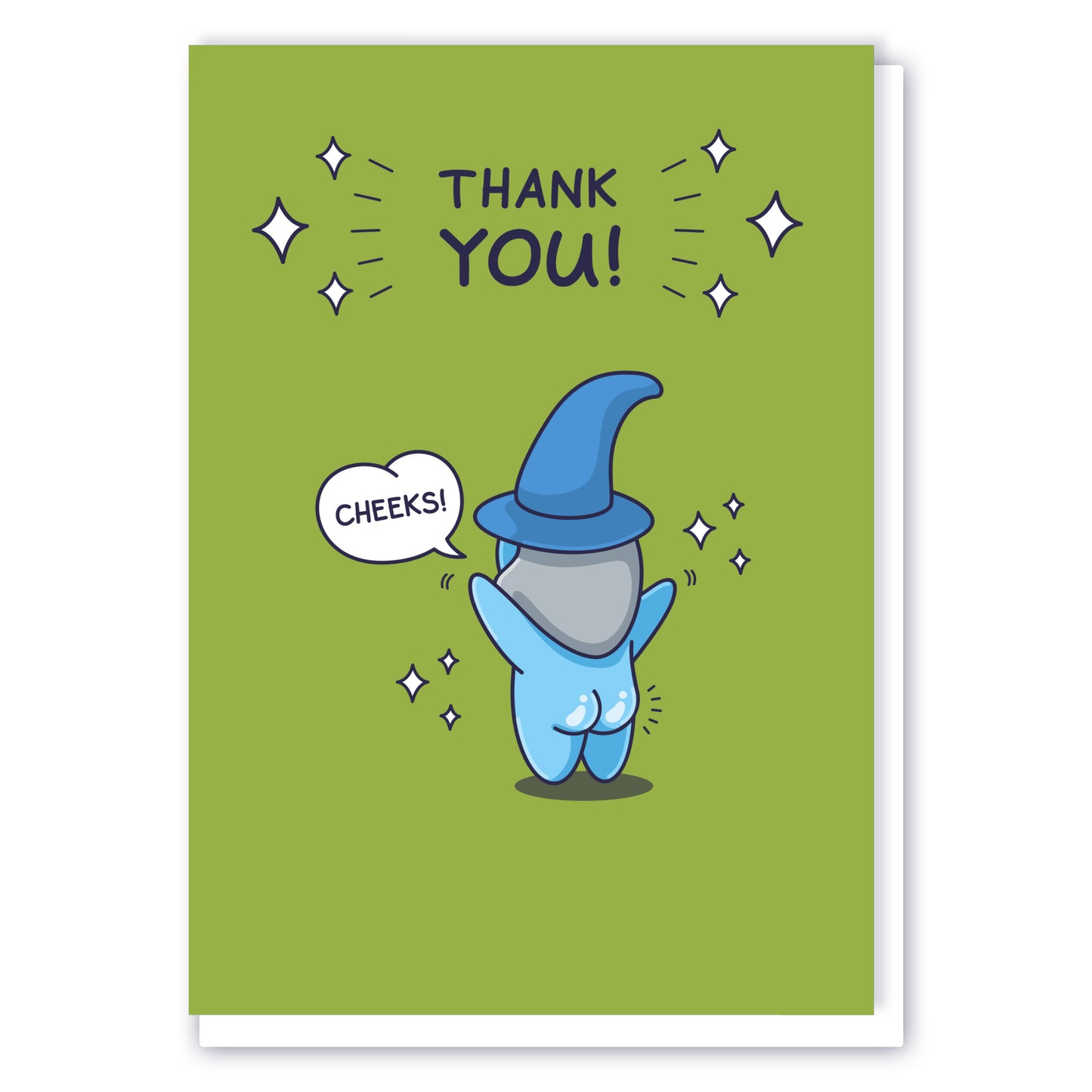 A cartoon wizard character character is saying a big Thank You!