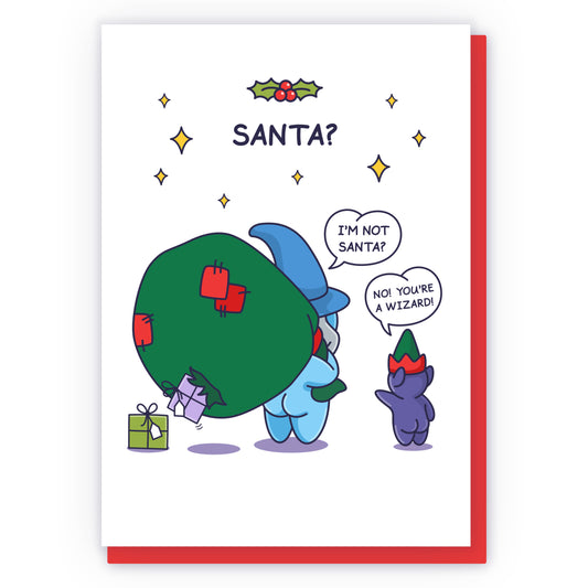 Cheeky Wizard Santa Christmas Card