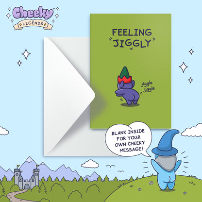 Feeling Jiggly - Funny Kids Birthday Card, Well Done, Congratulations - Cute Elf