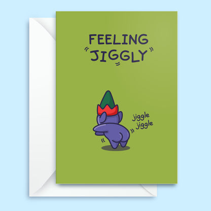 Feeling Jiggly - Funny Kids Birthday Card, Well Done, Congratulations - Cute Elf