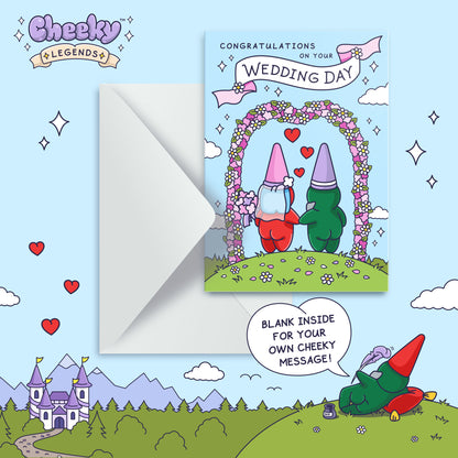 Cute Wedding Card - Love Gnomes - Flower Arch