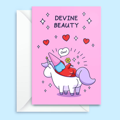Devine Beauty - Love Card For Her, Wife, Girlfriend - Valentines Day Card, Anniversary Card, Birthday Card