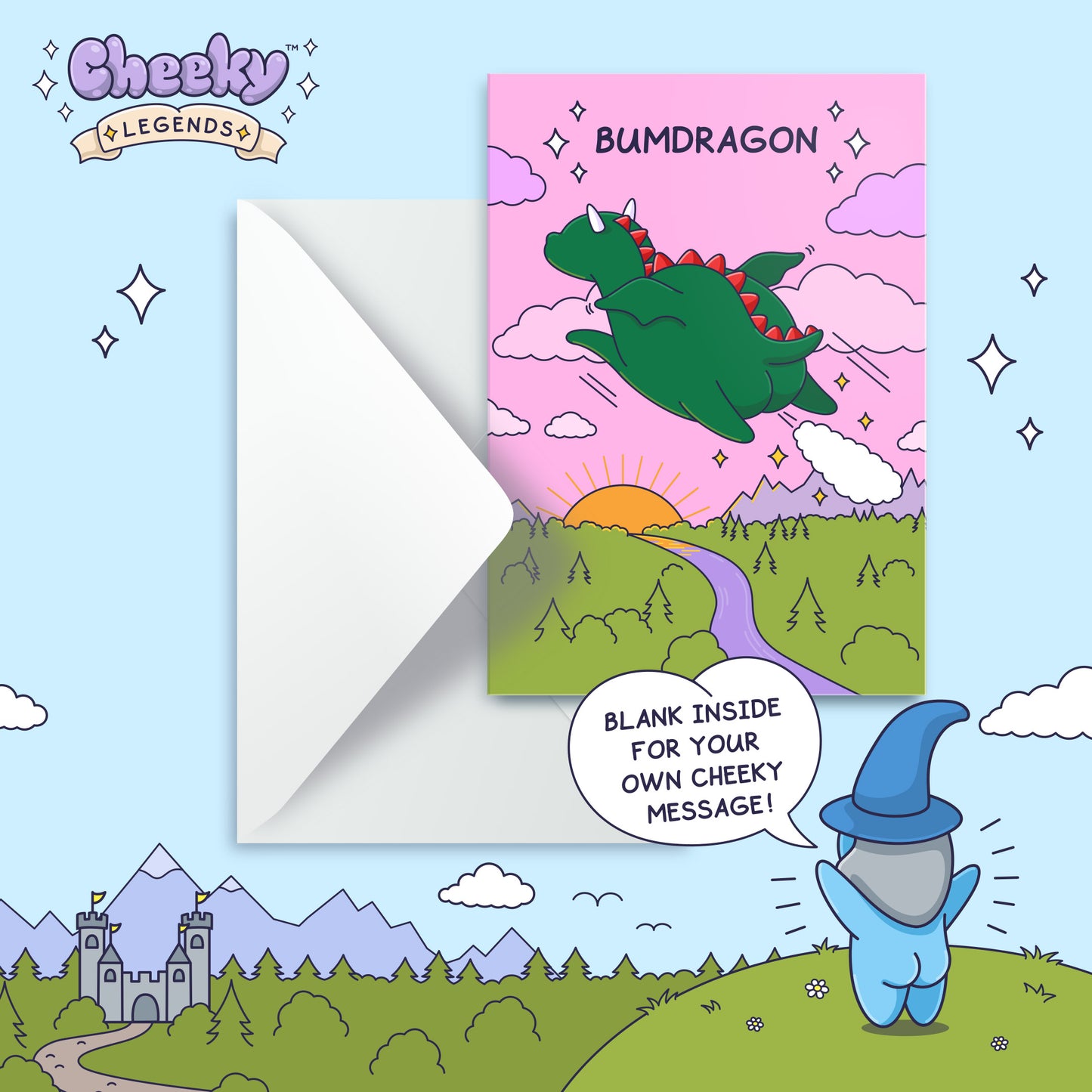 Farty Dragon - Funny Blank Card - Cheeky Legends