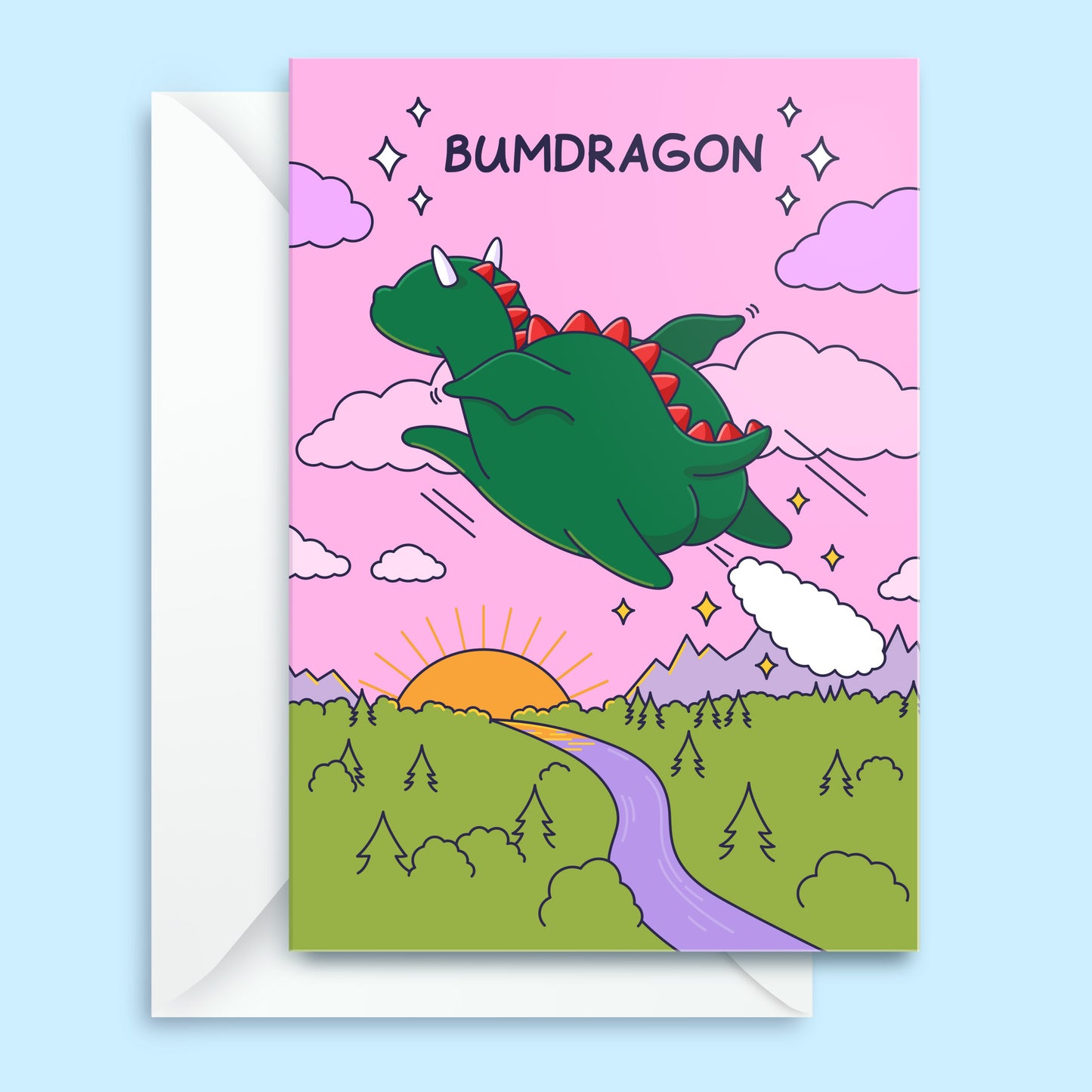 Farty Dragon - Funny Blank Card - Cheeky Legends