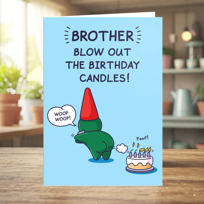 Birthday card with cartoon character and text on a blue background