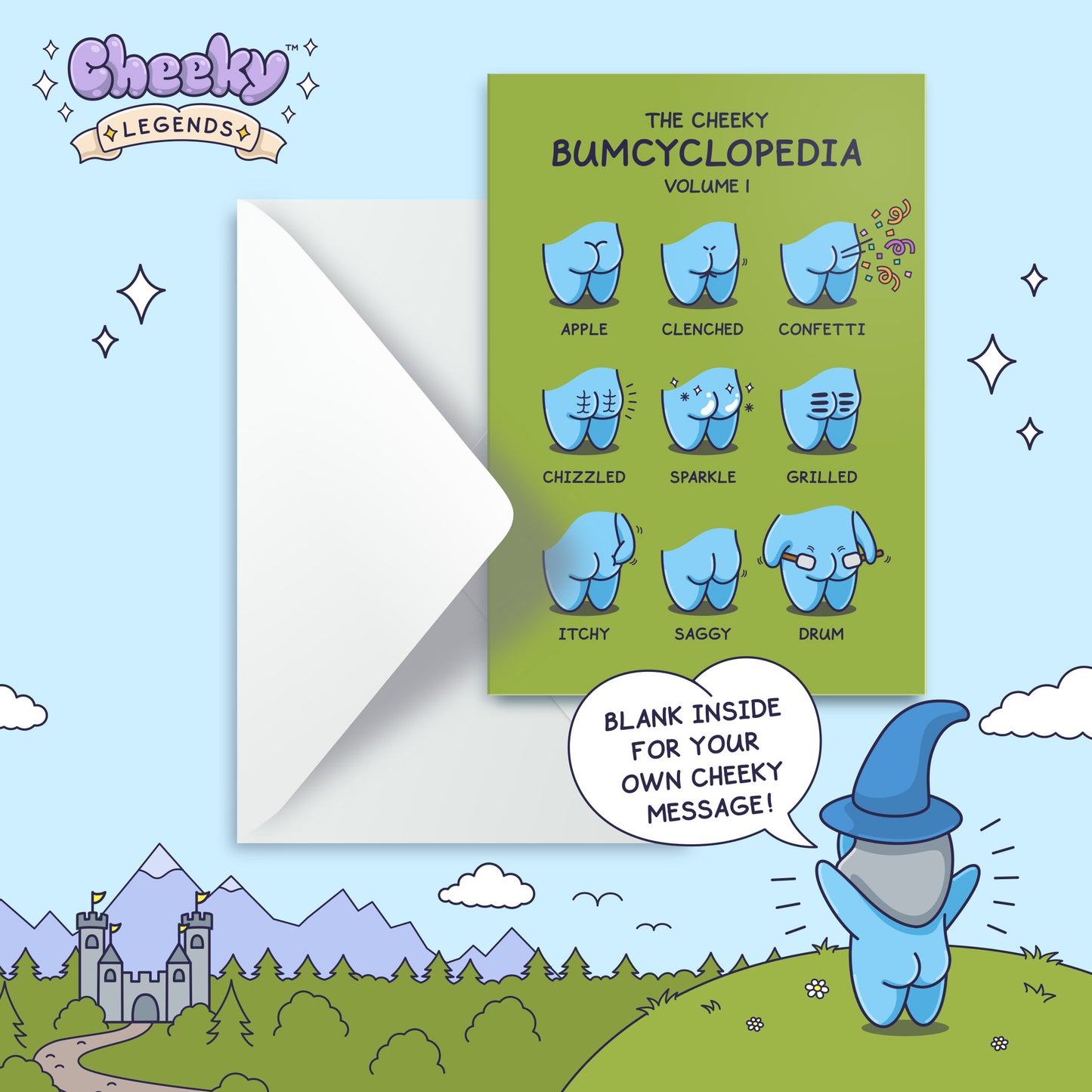 Funny Blank Card - Bumcyclopedia Volume 1 - Cheeky Legends