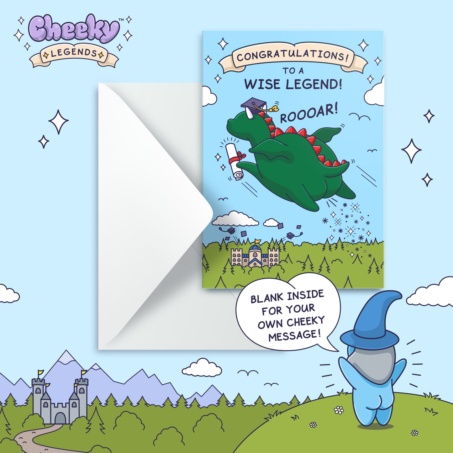 Funny Graduation Card - Wise Legend Dragon - Congratulations