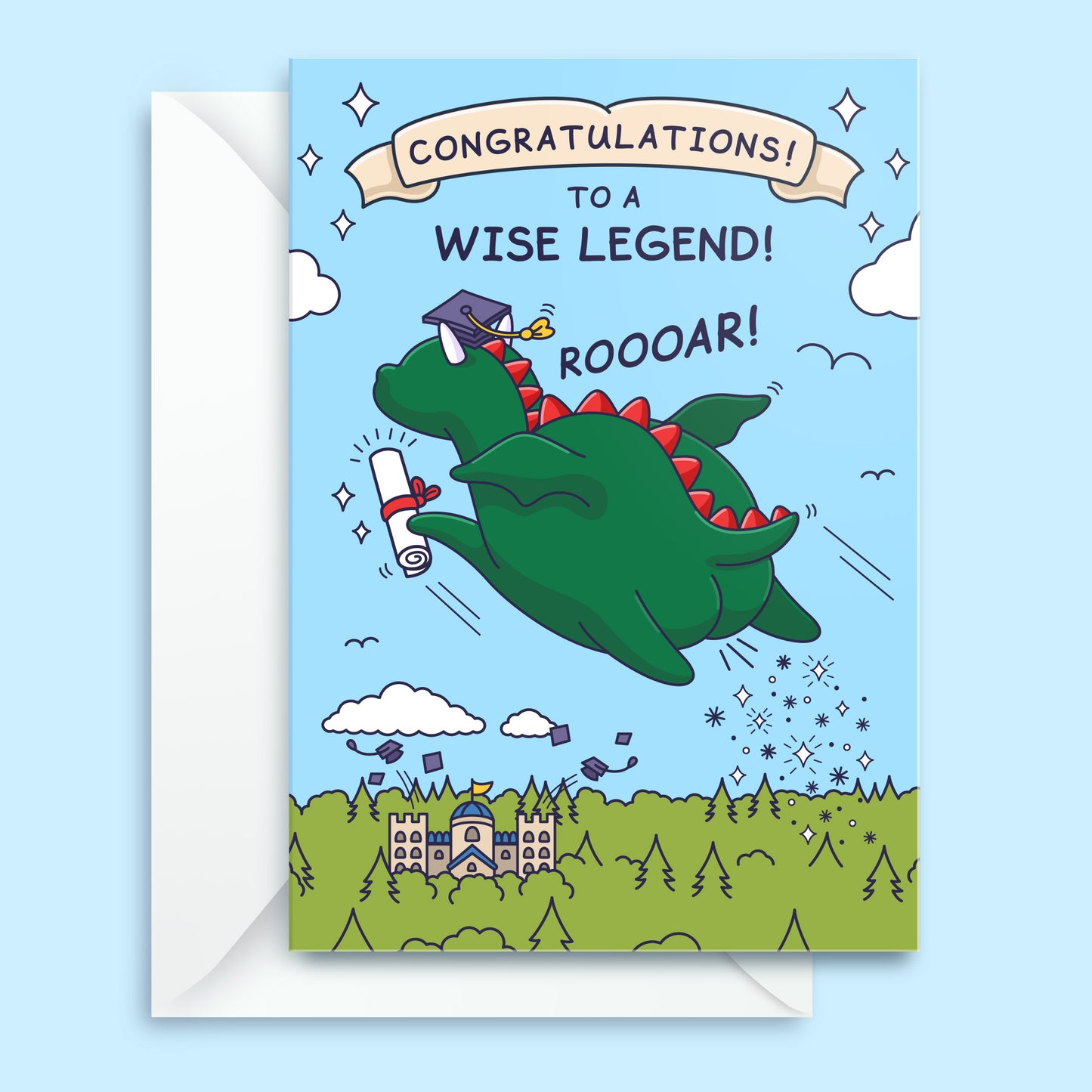 Funny Graduation Card - Wise Legend Dragon - Congratulations