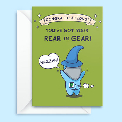 Funny Passed Driving Test Card - Farting Wizard - Congratulations