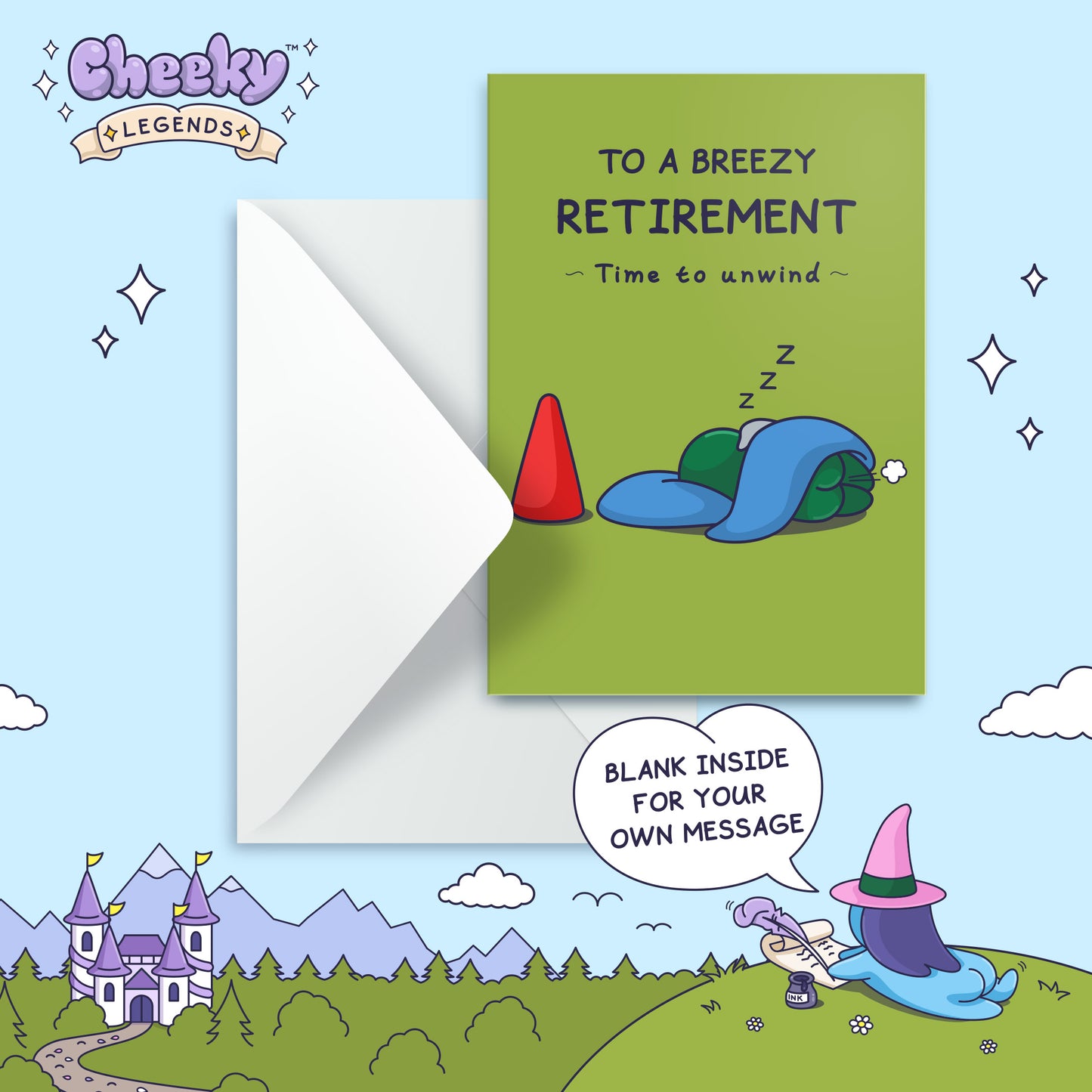 Funny Retirement Card - For Him - Sleeping Gnome