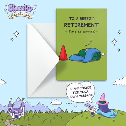 Funny Retirement Card - For Him - Sleeping Gnome