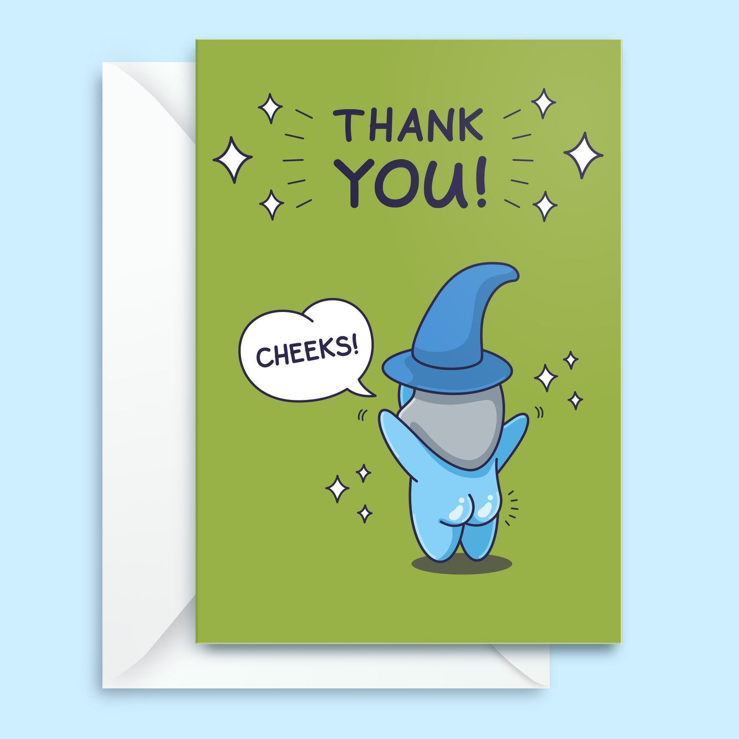 Funny Thank You Card - Cheeky Wizard