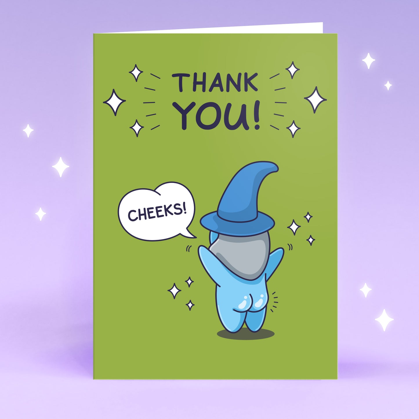 A cartoon wizard character character is saying a big Thank You!