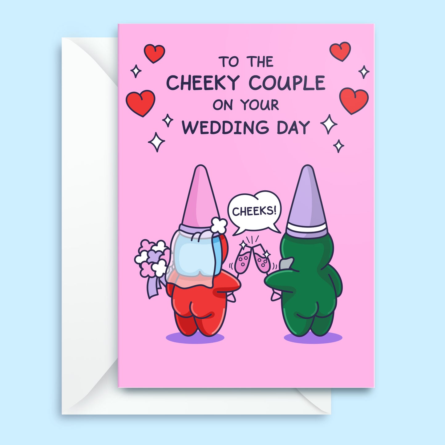 Funny Wedding Card - Gnome Bride and Groom