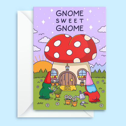 Gnome Sweet Gnome - Cute New Home Card - Cheeky Garden Couple