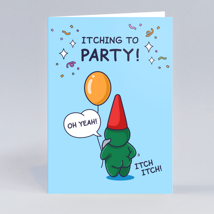 Cheeky Gnome Itching To Party Funny Birthday Card