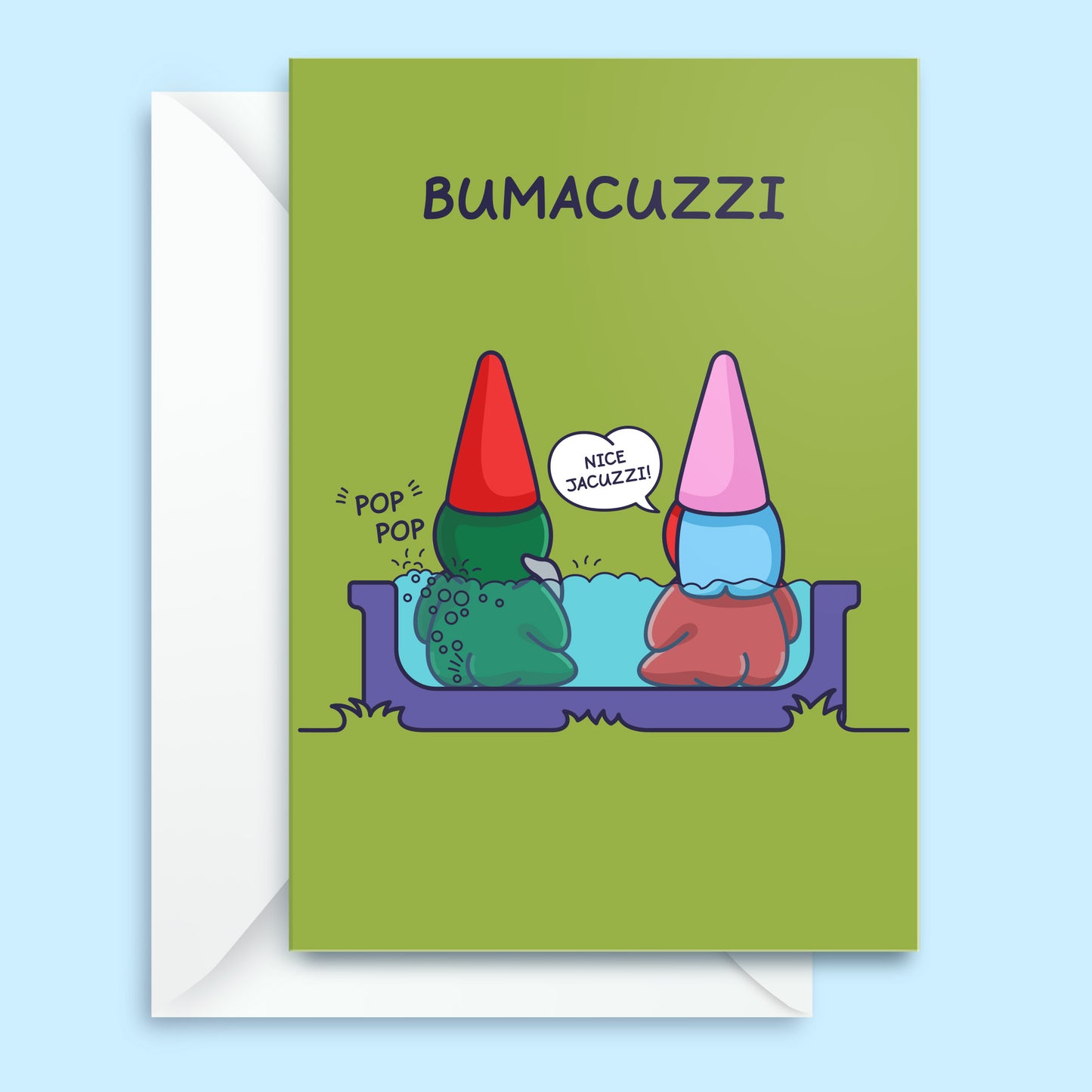 Jacuzzi Gnomes - Funny Card for Him/Her - husband, wife, girlfriend, boyfriend, fiancé/fiancée - Valentines day, Anniversary, Birthday Card