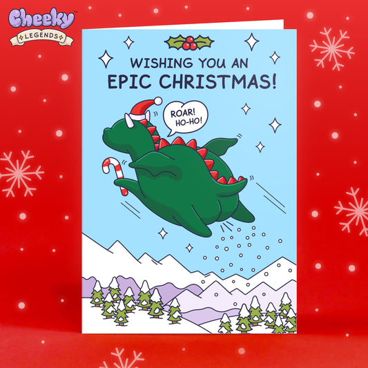 Roar Ho Ho - Funny Christmas Card - Cheeky Legends