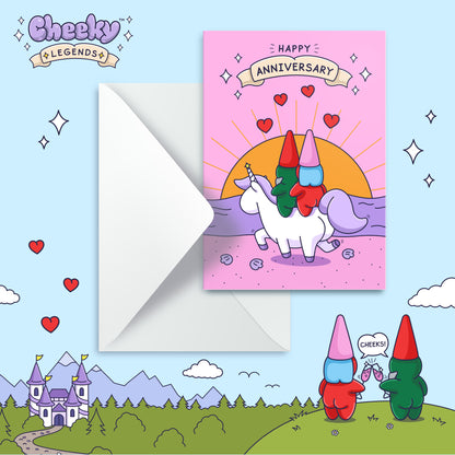 Sunset Beach - Happy Anniversary Card - Cute Love Bums