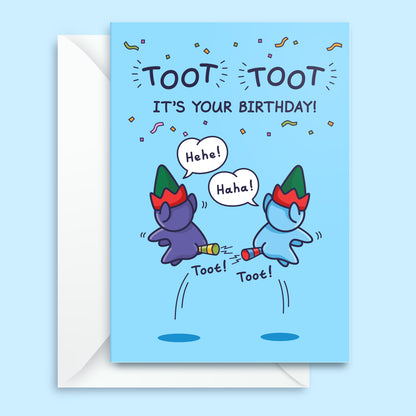 Toot Toot - Funny Birthday Card For Kids - Cheeky Elves