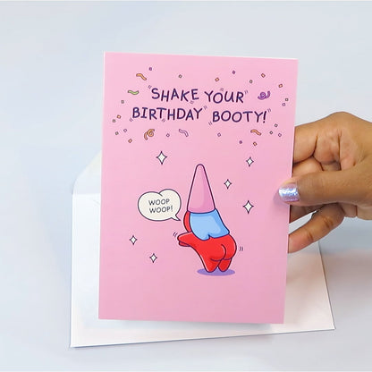 Booty Shake - Funny Birthday Card for Her - Cheeky Dancing Gnome