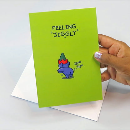 Feeling Jiggly - Funny Kids Birthday Card, Well Done, Congratulations - Cute Elf