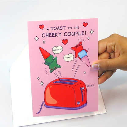 Funny Anniversary Card - A Toast To The Cheeky Couple
