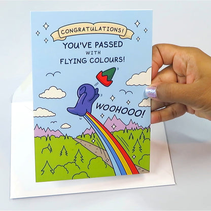 Funny Exam Congratulations Card - Passed with Flying Colours