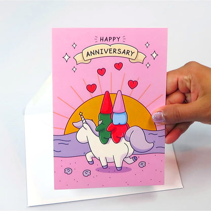 Sunset Beach - Happy Anniversary Card - Cute Love Bums