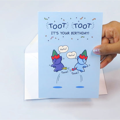 Toot Toot - Funny Birthday Card For Kids - Cheeky Elves
